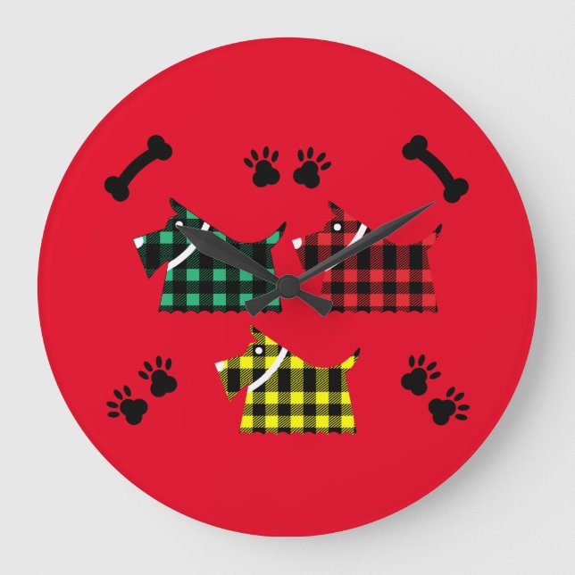 Scotty Terrier Dogs Cute Funny Terriers Breeds Thr Large Clock (Front)
