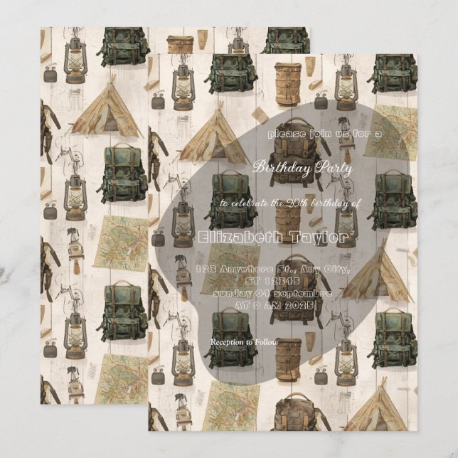 scout comping party invitations (Front/Back)