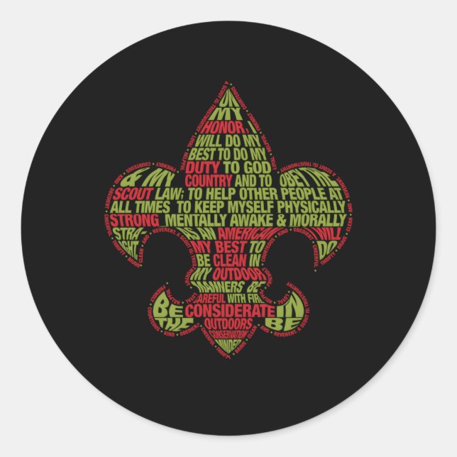 Scout Law Outdoor Code Classic Round Sticker (Front)