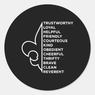 Scout Law Scouting Novelty Trustworthy Loyal Helpf Classic Round Sticker