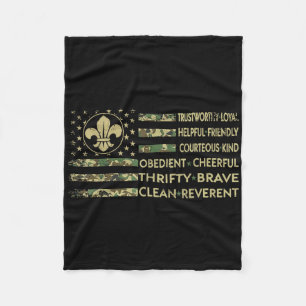 Scout Leader Funny Scout Camping Camo Us America F Fleece Blanket