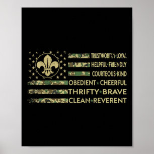 Scout Leader Funny Scout Camping Camo Us America F Poster