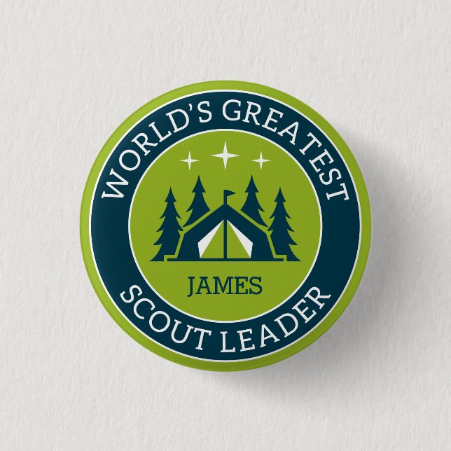 Scout Leader Personalised 3 Cm Round Badge (Front)