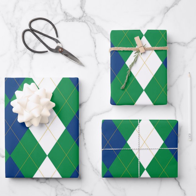 Scouts Argyle Wrapping Paper Sheet (Front)