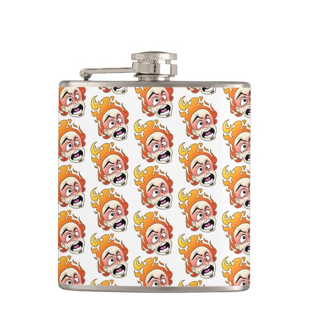 Scovillelicous Fire Head Vinyl Wrapped Flask (Front)