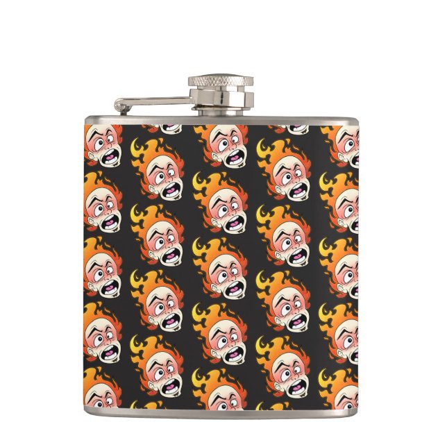 Scovillelicous Fire Head Vinyl Wrapped Flask (Front)