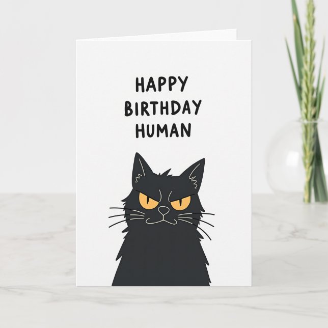 Scowling Feline Birthday Card (Front)
