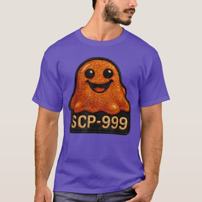 SCP 999 Cute Smiling Orange Creature Patch Style f T-Shirt (Front)