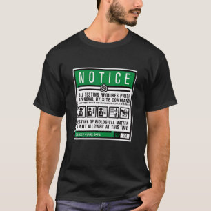 Scp Foundation Safe Testing Notice T-Shirt