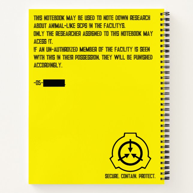 SCP Zoologist Notebook (Back)