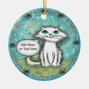 Scraggles Cat Ceramic Ornament