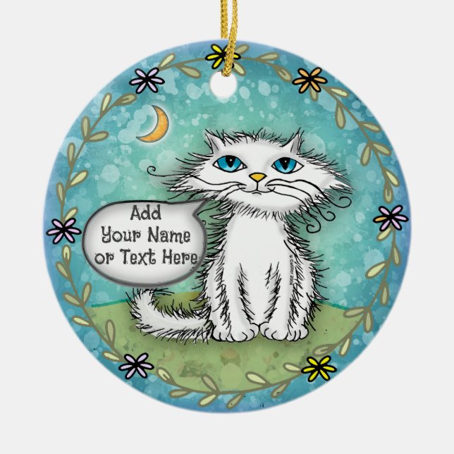Scraggles Cat Ceramic Ornament (Front)