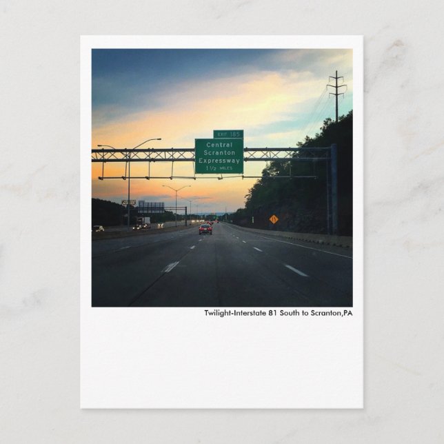 Scranton PA Postcard-Twilight Sky-I81-Dunmore Postcard (Front)