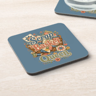 Scrap Basket Queen Quilter Cottagecore Coaster