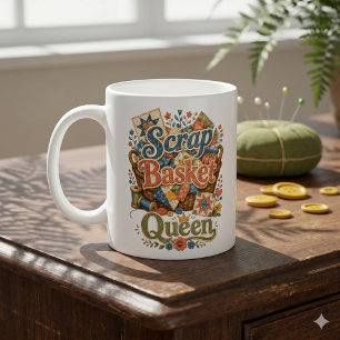 Scrap Basket Queen Quilter Cottagecore Coffee Mug