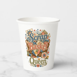 Scrap Basket Queen Quilter Cottagecore Paper Cups
