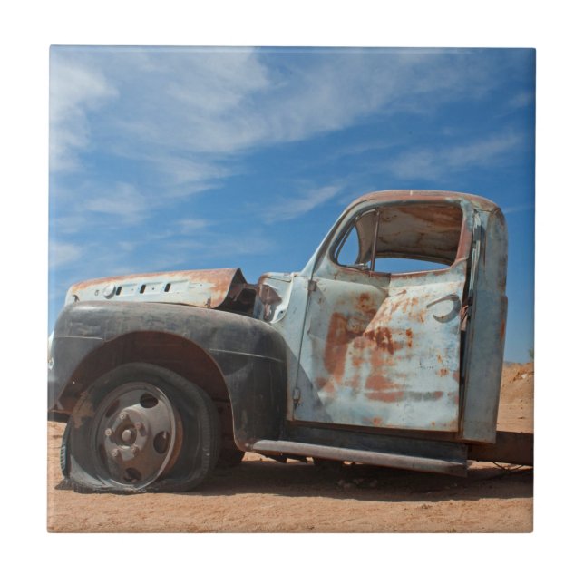 Scrap car in the desert ceramic tile (Front)