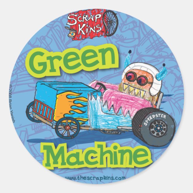 Scrap Kins "Green Machine" Sticker Sheet (Front)