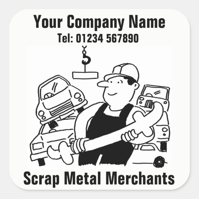 Scrap Metal Merchants Cartoon Square Sticker (Front)