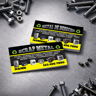 Scrap Metal Pickup Business Cards English-Spanish
