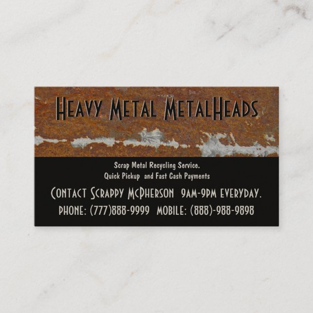 Scrap Metal Recycler Dump or Depot Centre Business Card (Front)