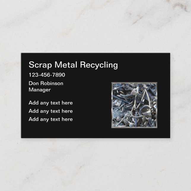 Scrap Metal Recycling Business Cards (Front)