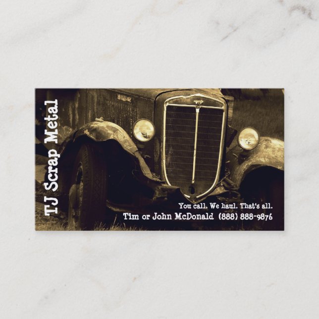 Scrap Metal Recycling & Garbage Pickup Business Card (Front)
