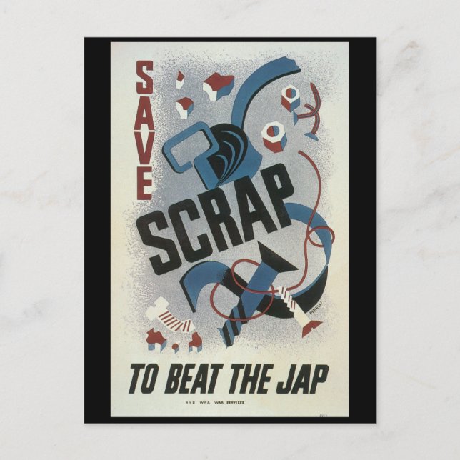 Scrap Metal World War 2 Postcard (Front)