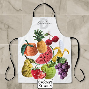 Scrapbook Aesthetic Rainbow Crochet Fruit Collage Apron