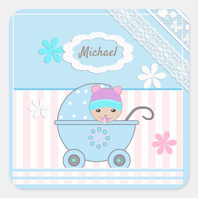 Scrapbook for boy, photo album for boy square sticker (Front)