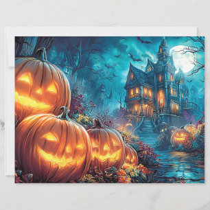 Scrapbook Gothic Haunted House Jack-O-Lanterns