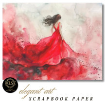 Scrapbook Paper – Watercolor Girl in Red