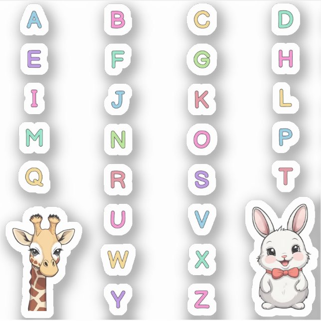 scrapbook stickers Alphabet animals ABC (Front)