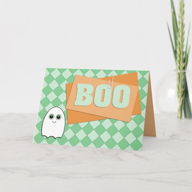 Scrapbook Style Boo Ghost Halloween Card (Front)