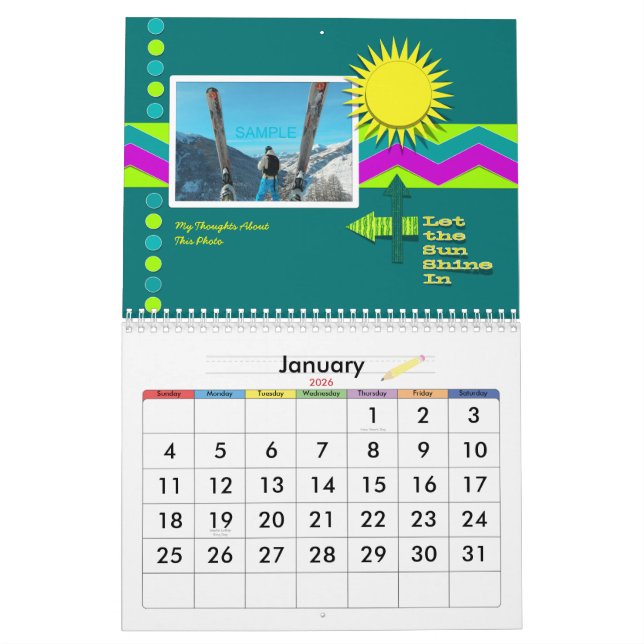 Scrapbook Style Family Photo Any Year Calendar (Jan 2026)