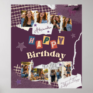 Scrapbook Style Party Photo Birthday Backdrop Poster
