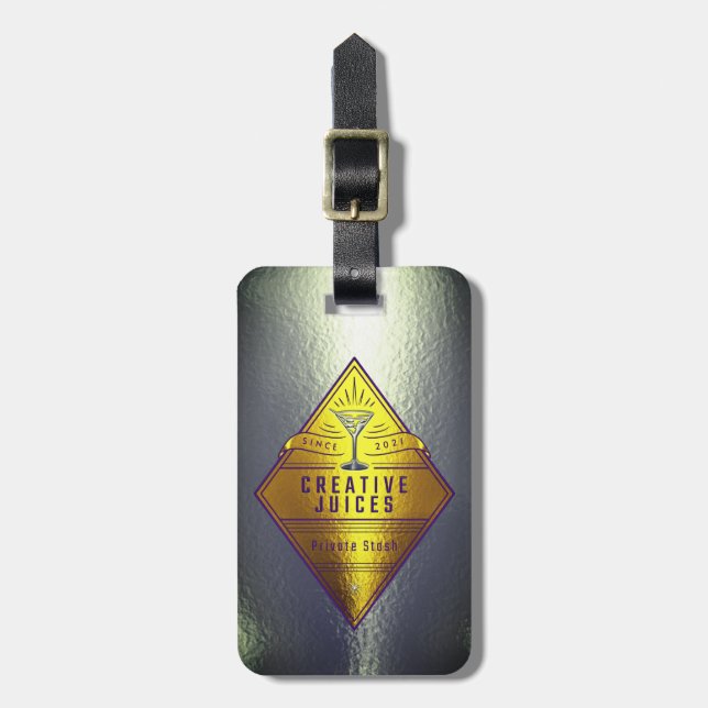 Scrapbooker Silver “Creative Juices”   Luggage Tag (Front Vertical)