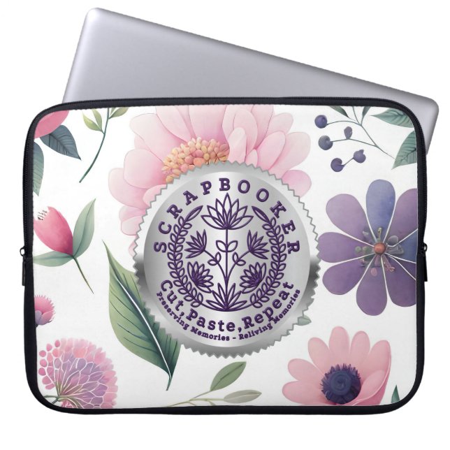 Scrapbookers – Cut, Paste and Repeat Laptop Sleeve (Front)