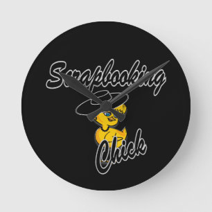 Scrapbooking Chick #4 Round Clock