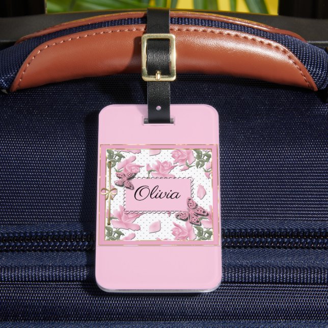 Scrapbooking pink luggage tag (Front Insitu 2)