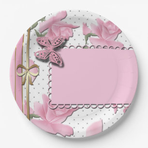 Scrapbooking pink paper plate