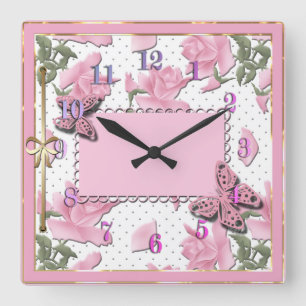 Scrapbooking pink square wall clock