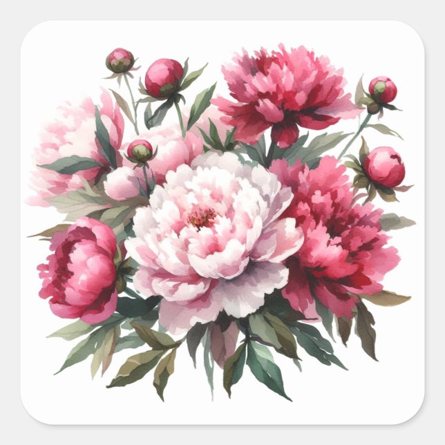 Scrapbooking Sticker Watercolor Peonies (Front)