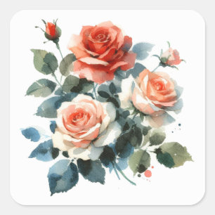 Scrapbooking Sticker Watercolor Roses