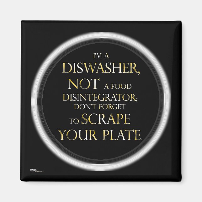 Scrape Your Plate (Dishwasher) (Gold Effect) Magnet (Front)