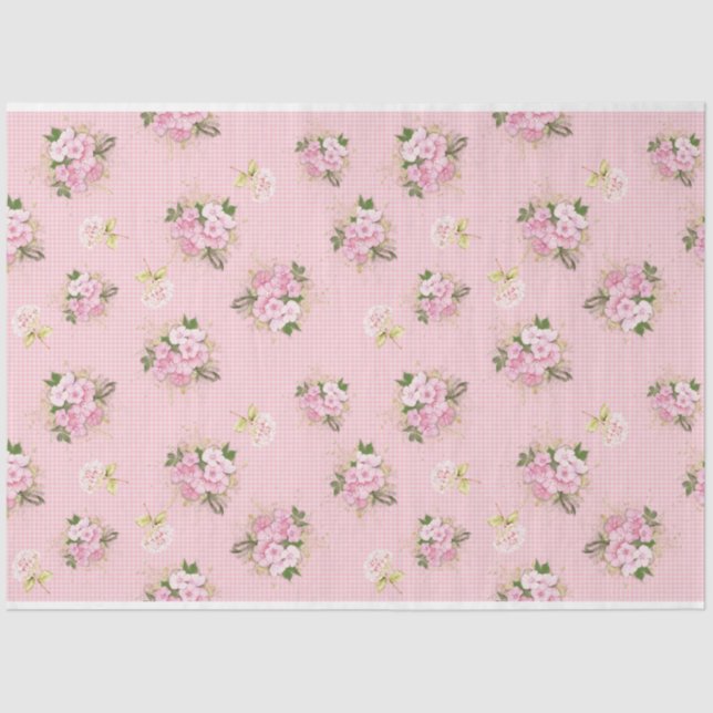 Scrappy Pink Floral Series Design 7 Tissue Paper (Front)