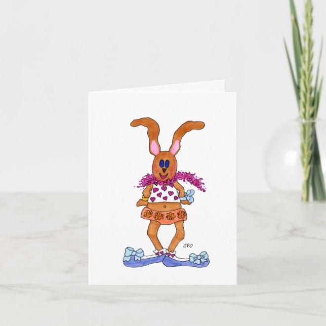 Scrappy Rabbit Valentine's Day Note Card (Front)