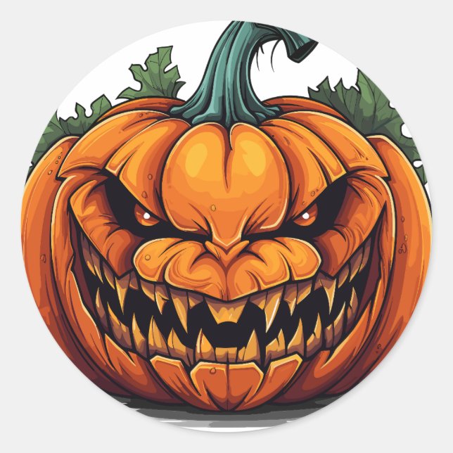 Scrary Pumpkin, Halloween Sticker (Front)