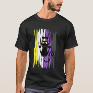 Scratch Cat Climbing Nonbinary Pride Grunge Enby H T-Shirt