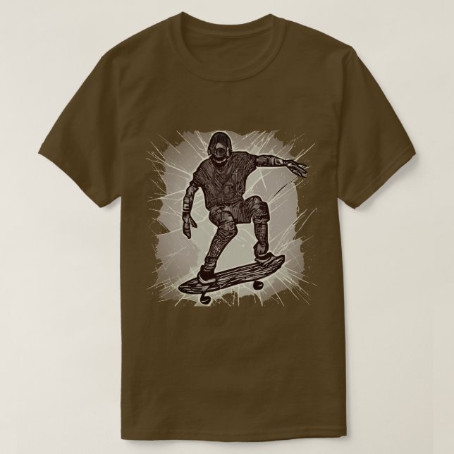 Scratchboard Graphic Skateboard T-Shirt (Design Front)